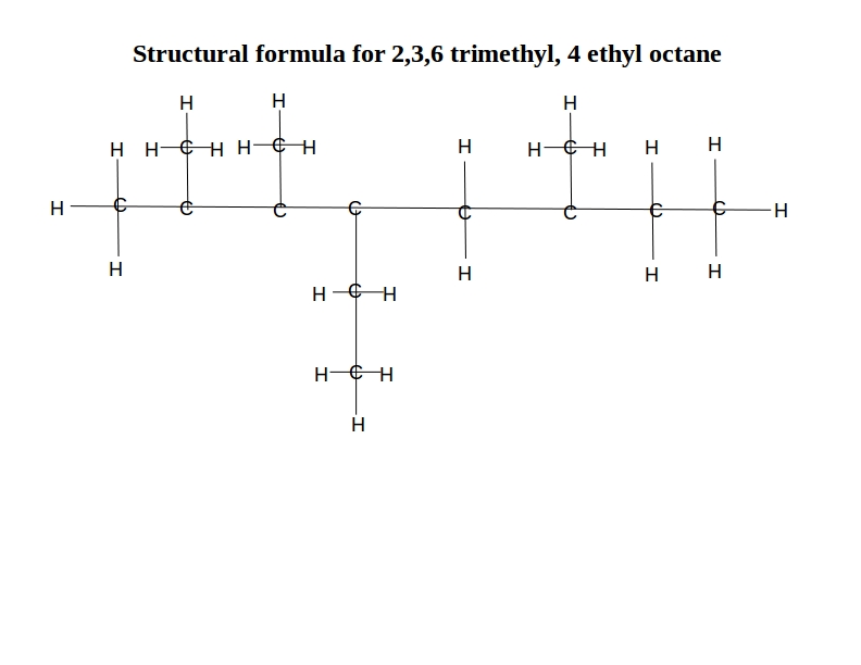 What is the structural formula for 2,3,6 trimethyl, 4 ethyl octane